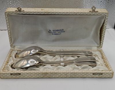 Lot de 2 cuillères et 2 fourchettes en métal argenté (longue…