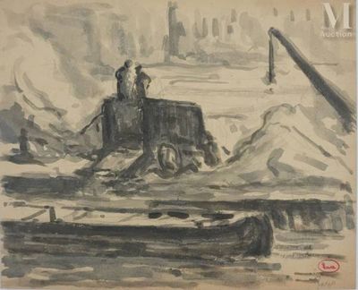 tableau représentant un homme à cheval dans un paysage enneigé