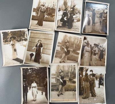 several old black and white photographs of women and children
