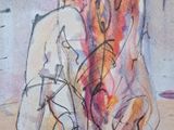 an image of a painting of a man standing next to a horse
