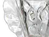 a clear glass vase with an owl design on it