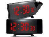 two digital clocks with red numbers on white background