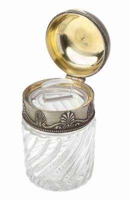 Flacon À Parfum Russe EN Verre TaillÉ Monture EN Argent Part…