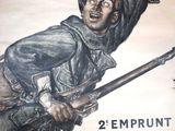 painting of a man holding a rifle and waving his hand