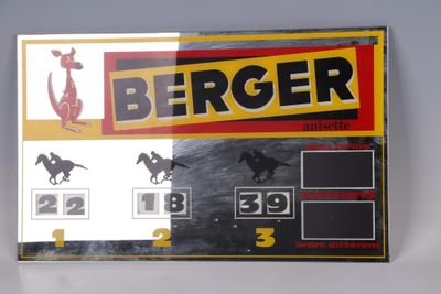 a picture of a burger board with numbers and horses on it