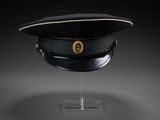 an image of a black hat with a gold emblem on it
