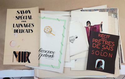 many books on a table with a lot of them
