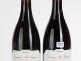 deux bouteilles de vin rouge posées l'une à côté de l'autre sur une surface blanche