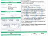 a green and white document with a barcode on it