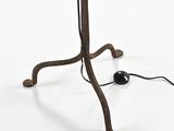 a small table with a lamp on it and a mouse on it