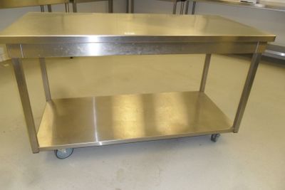 an image of a stainless steel table in a commercial kitchen