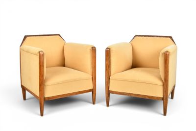 paire de fauteuils Art déco de salon, revêtus de tissu jaune, revêtus de tissu jaune, revêtus de tissu jaune, revêtus de tissu jaune, revêtus de tissu jaune, revêtus de tissu jaune, revêtus de tissu jaune, revêtus de tissu jaune