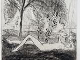 une image représentant le dessin d'une femme allongée par terre