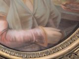 a picture of a painting of a woman in a white dress