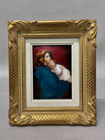 Émail de Limoges – « La Petite Madone, d’après FERUZZI ». Signée 