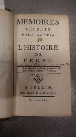 Mémoires secrets pour servir à l’histoire de Perse 1759