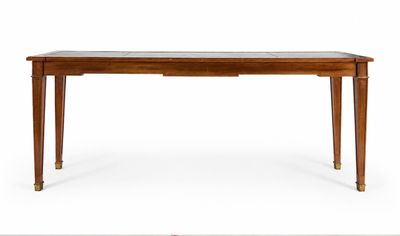 une image représentant une table en bois avec un plateau et des pieds en marbre