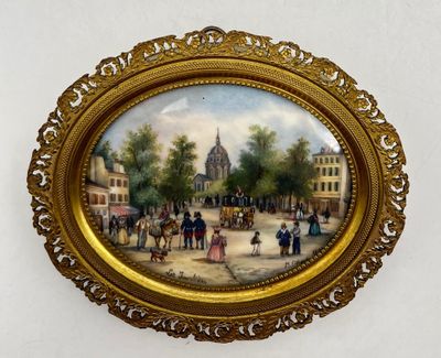 an image of a painting of people in a town square