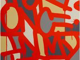 an image of an abstract painting with red and grey colors