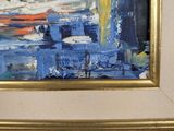 an image of a painting of an orange and blue sunset