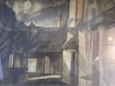 une image d'une peinture d'une rue dans une ville