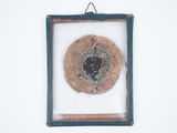 a picture of a picture of a clock hanging on a wall