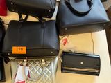 a lot of purses and bags on a table