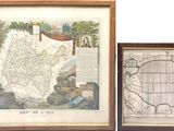 two framed maps of the united states and a map of the united states