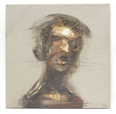 an image of a painting of a person with a head in a circle