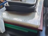 a stack of plates and pans on a table