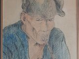 dessin représentant un homme en chemise bleue en train de fumer une cigarette