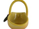 a yellow teapot with a handle on a white background