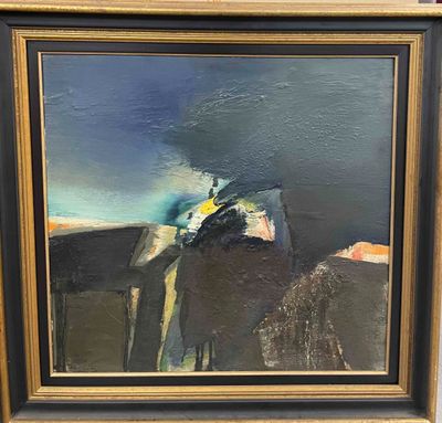 framed oil painting of a man on a horse in a landscape