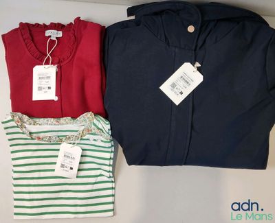 deux chemises et un t-shirt avec leur étiquette de prix