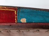 a close up of a piece of luggage that has been stitched together