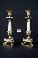 2 bougeoirs français de style Louis XV en bronze doré - H : …