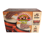 a box with a picture of a man playing a bongo drum
