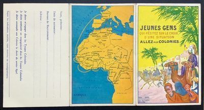 an image of a postcard with a map of africa and a postcard with a picture of a man riding a horse