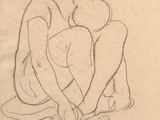 l'image d'un dessin d'un homme assis sur le sol
