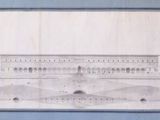 an old drawing of a building with a fountain in front of it