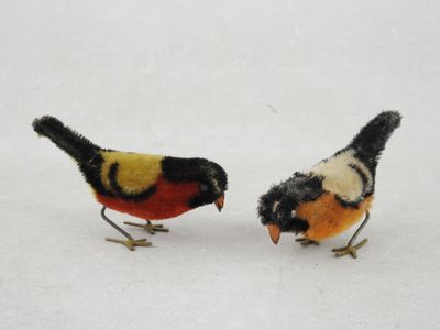 deux petits oiseaux qui se tiennent dans la neige