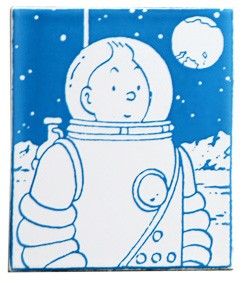 cartoon picture of a man in a space suit with a moon in the background