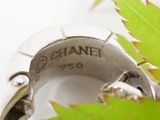 a close up of a ring with a leaf in the background