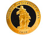 pièce commémorative plaquée or représentant un soldat tenant un fusil