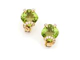 pair of peridot and diamond earrings on a white background