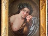 tableau représentant une femme coiffée d'une couronne de feuilles