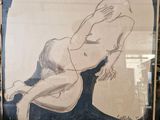 dessin représentant une femme nue assise sur une chaise dans une pièce