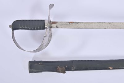 two different types of swords on a white surface