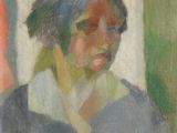 une image d'un tableau représentant une femme en robe bleue