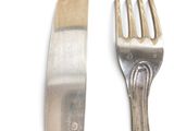 a fork and a knife sitting next to each other on a table